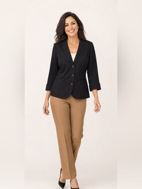 RQT WOMENS BLACK LONG SLEEVE BLAZER BUTTONS SIZE LARGE